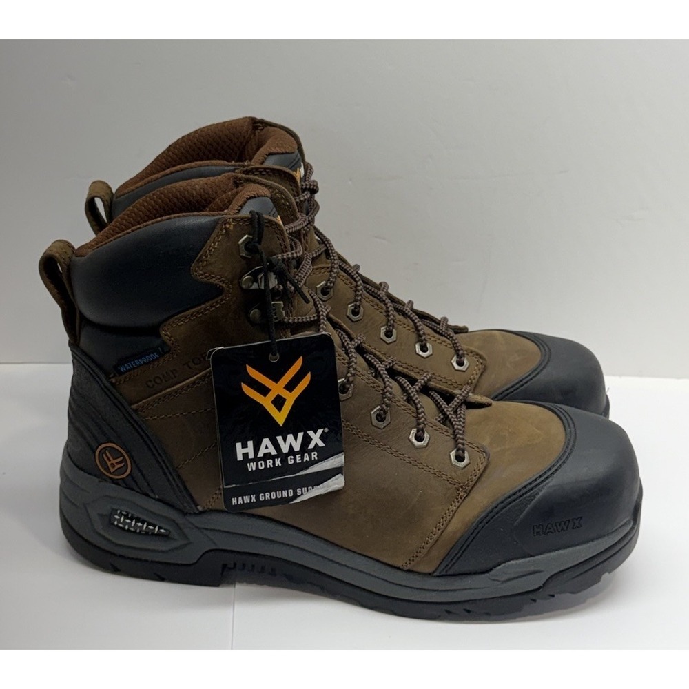 HAWK MEN'S 6" CREW CHIEF LACE TO-TOE W/Proof WORK BOOTS13D COMPOSITE TOE Leather